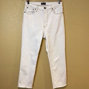 Abercrombie & Fitch Zoe Natural Rise Ankle Straight Whitewash‎ Jeans Size 29/8R